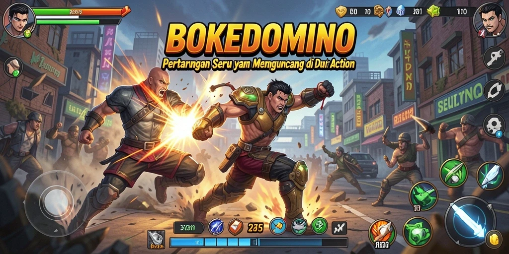 Screenshot <strong>BOKEDOMINO</strong> menampilkan aksi pertarungan yang mendebarkan dan grafis yang memukau.