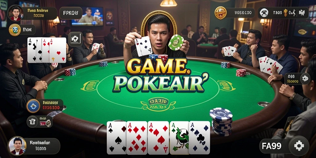 Tampilan gameplay menarik dari FA99 yang penuh aksi poker.