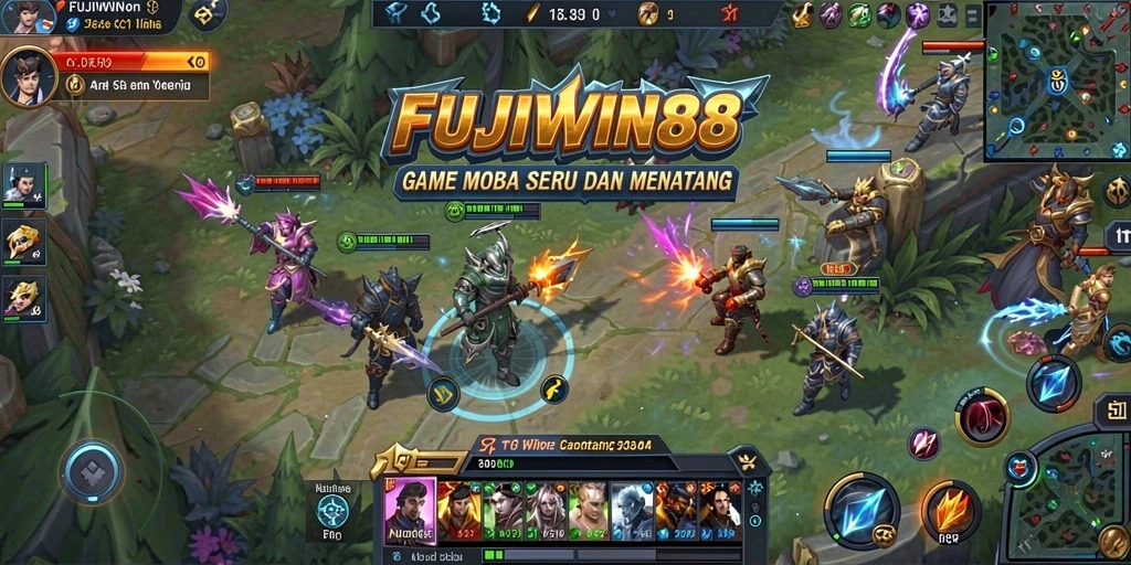 Screenshot gameplay MOBA yang menampilkan aksi menegangkan.