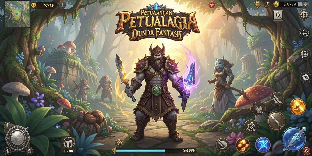 Tangkapan layar utama JP6789 menampilkan aksi epik dalam gameplay RPG.
