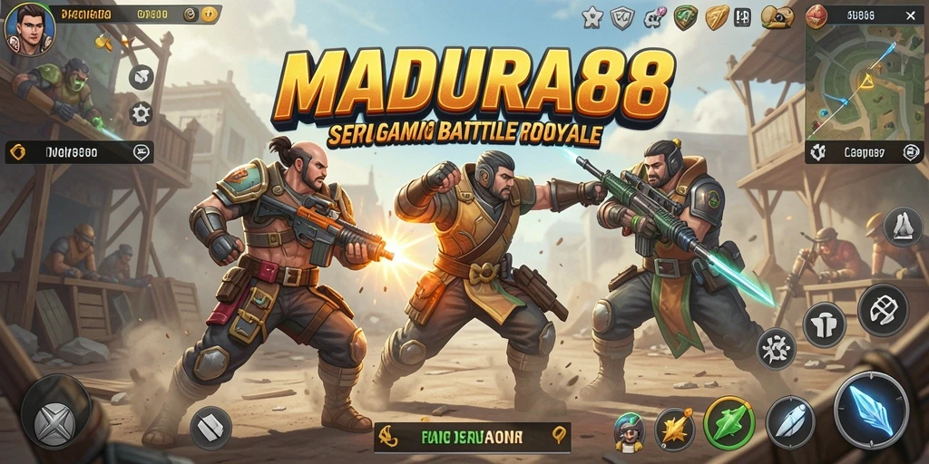 Tampilan seru dan intens dalam gameplay Battle Royale MADURA88.