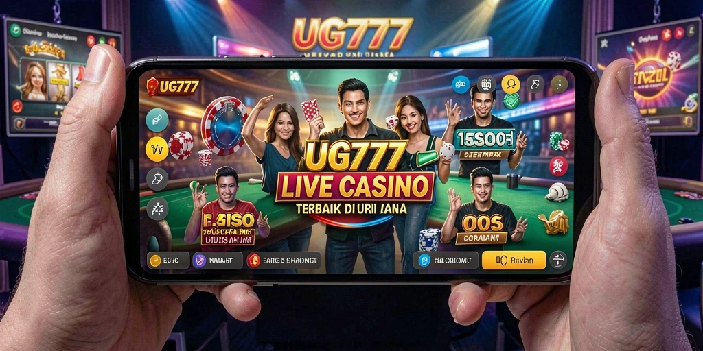 Screenshot utama UG777 menampilkan gameplay Live Casino yang seru dan interaktif.